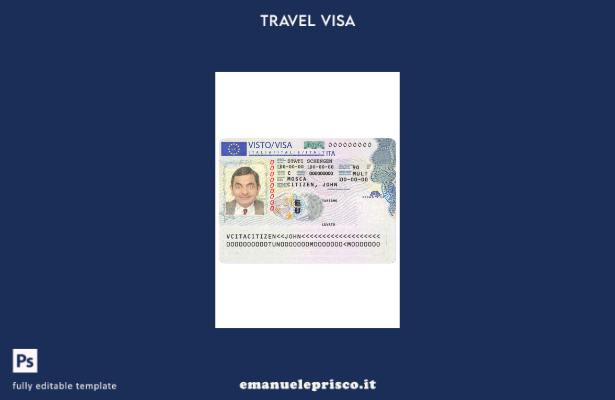 modello di versione del visto Schengen per l'Italia in stile verificato